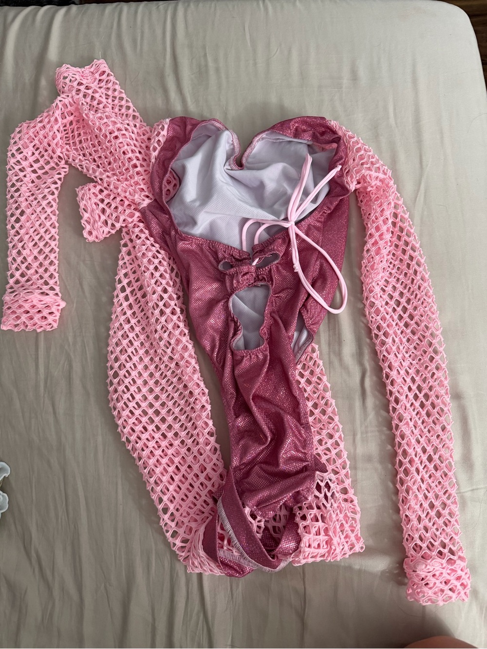 Pink Shimmer One-Piece Festival outfit